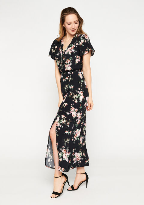 Maxi Jurk Bloemenprint Met Split Lolaliza