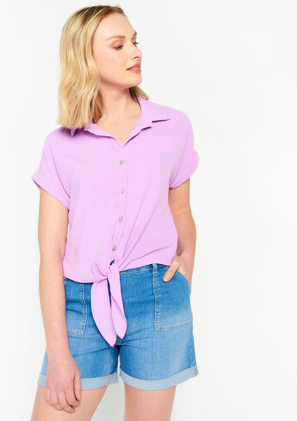 Shirt with button - LILAC BRIGHT - 05702160_2578