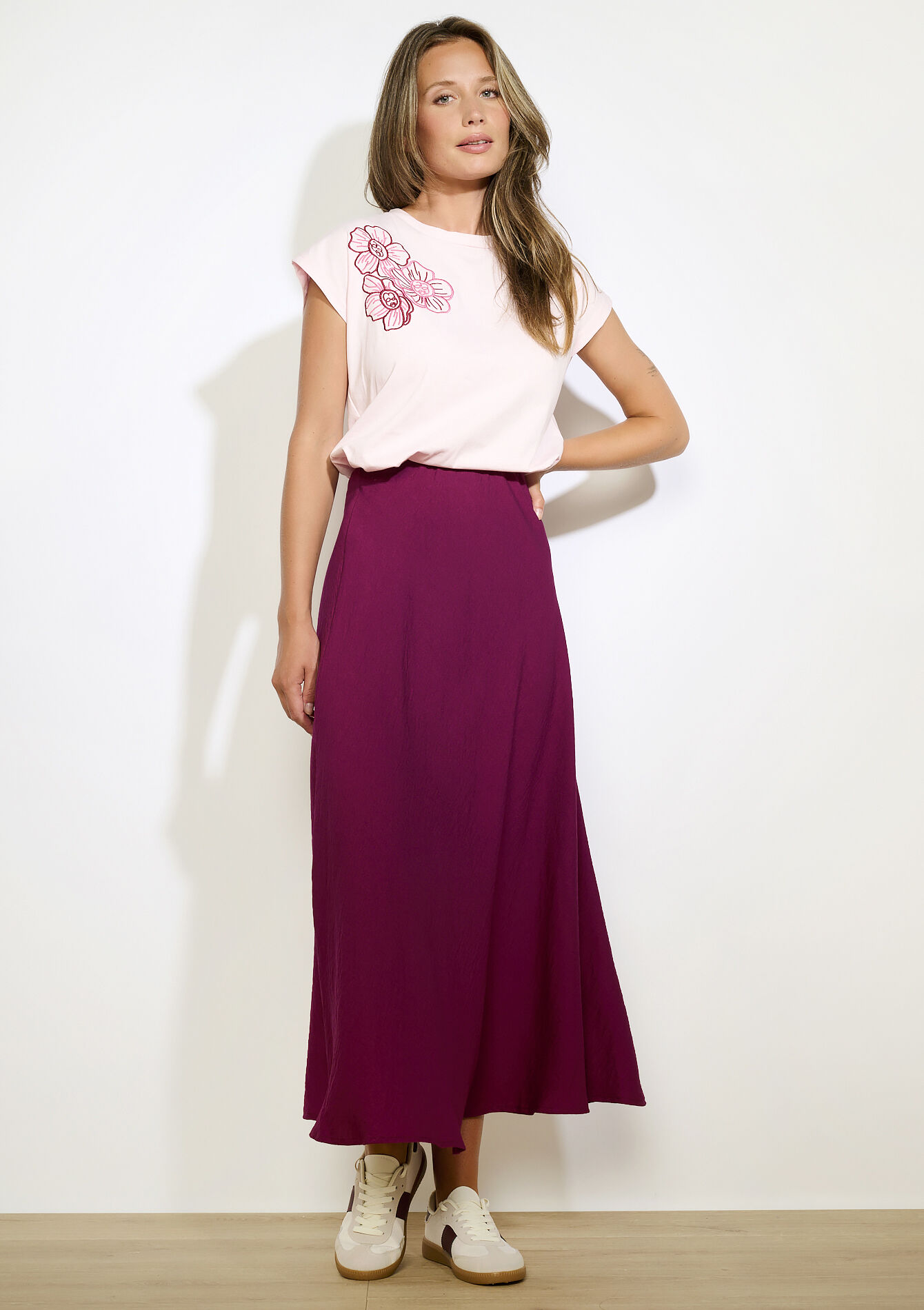 Zwierige maxi-rok - BORDEAUX WINE - 07101401_5514