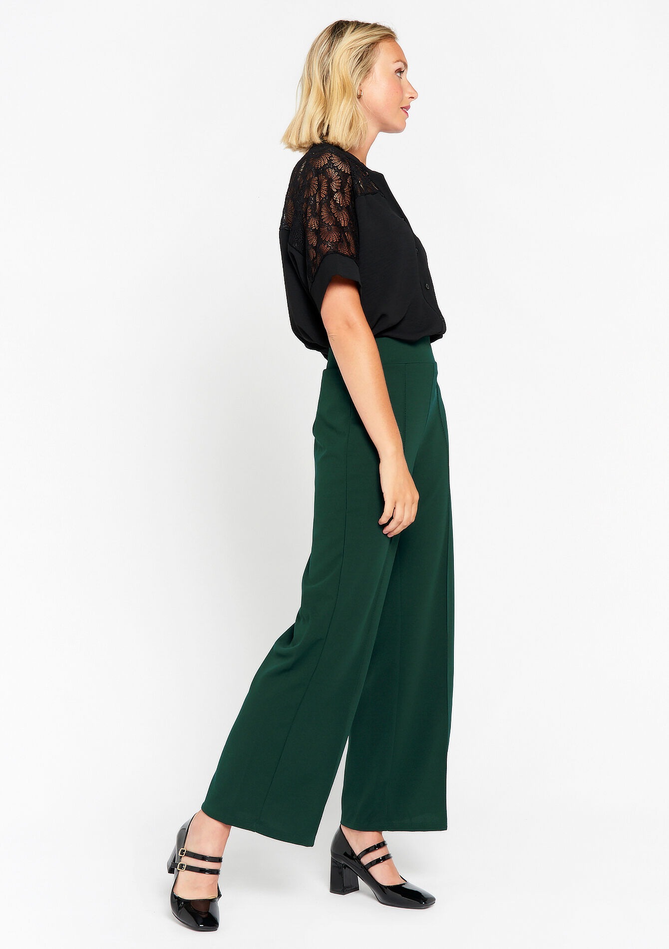 Wijde broek - BOTTLE GREEN - 06600775_1778