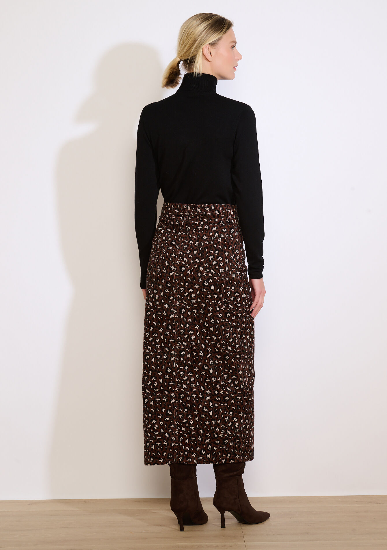 Maxi cordrok met luipaardprint, Maxi cordrok met luipaardprint - LT BEIGE - 07101357_2527