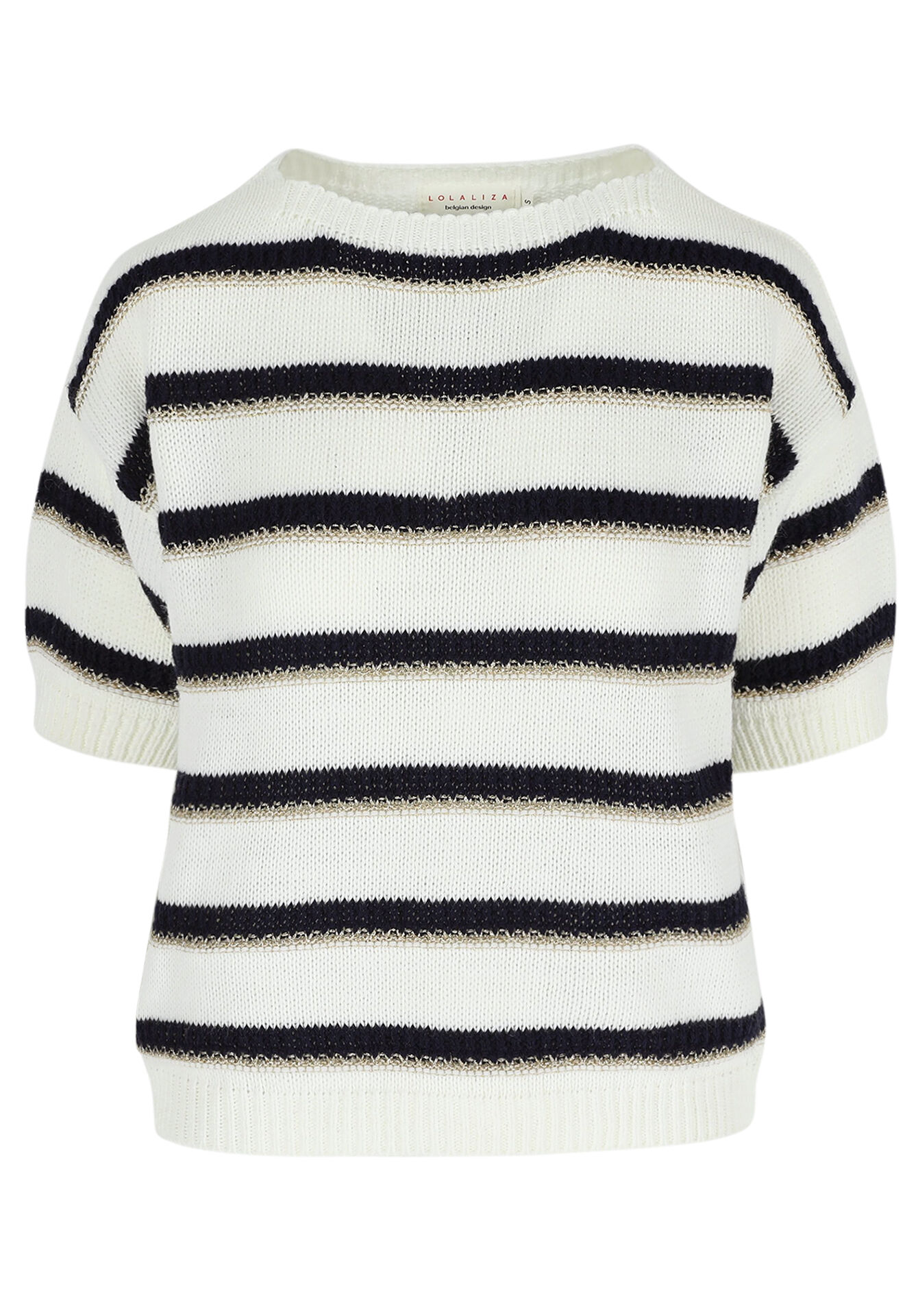 Pull à rayures à manches courtes, Pull à rayures à manches courtes - VANILLA WHITE - 1122805