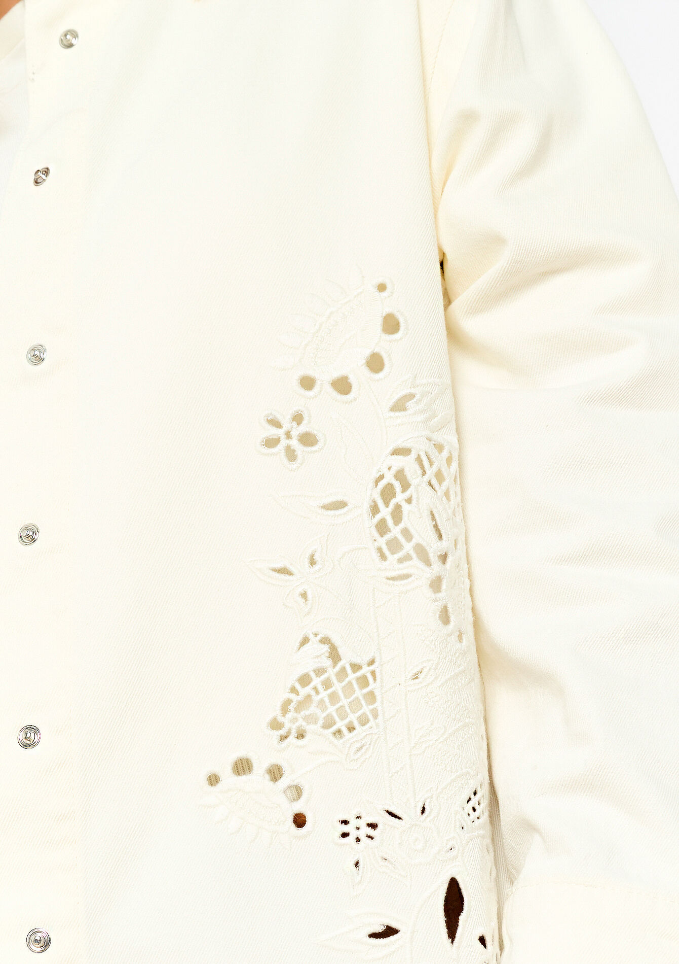 Denim shirt with cut-outs - OPTICAL WHITE - 09100940_1019