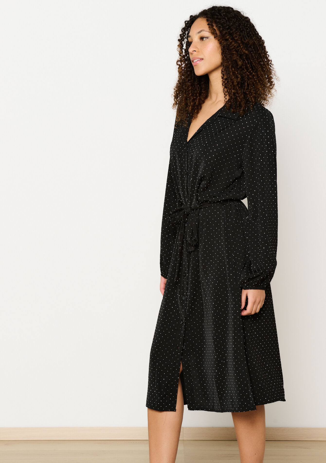 Robe-chemise avec strass - BLACK - 1119279