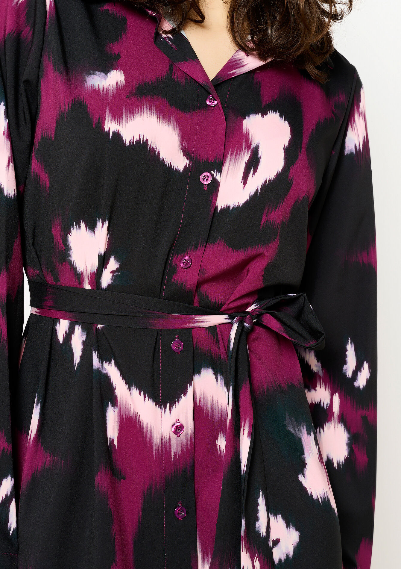 Fluid midi shirt dress, Fluid midi shirt dress - BORDEAU WINE - 08103965