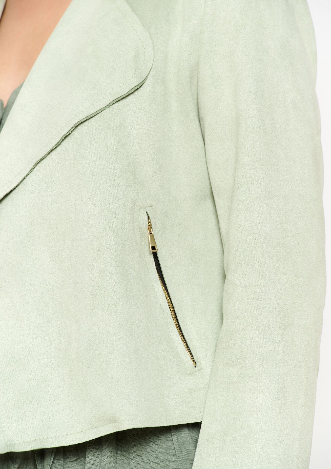 Veste courte en suédine, Veste courte en suédine - MINT GREEN - 09001477_1723