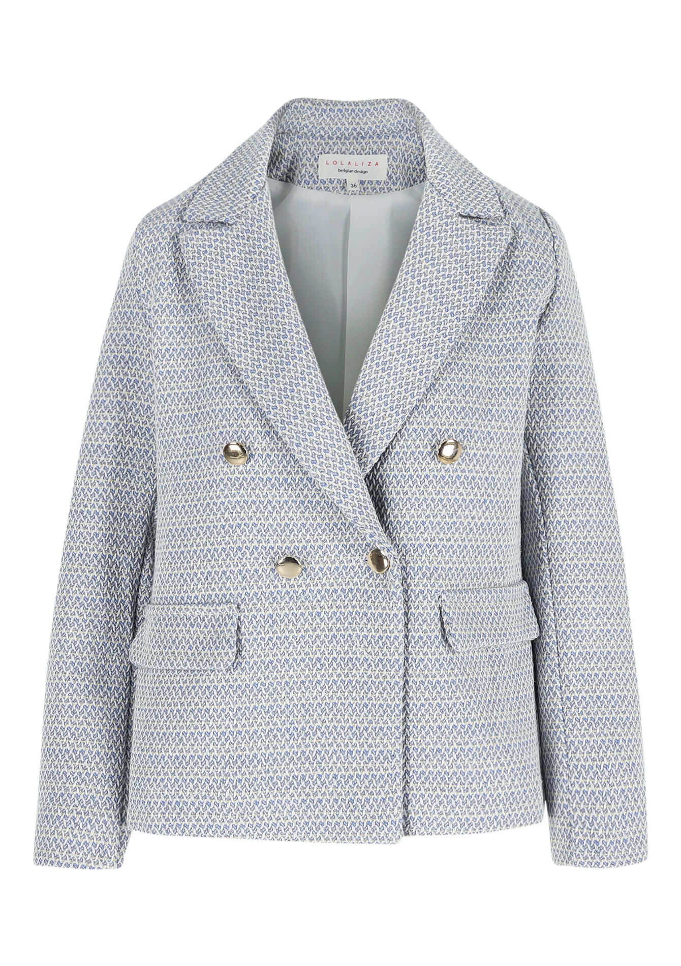 Tweed blazer met dubbele knopen, Tweed blazer met dubbele knopen - BLUE PASTEL - 09101030_3003