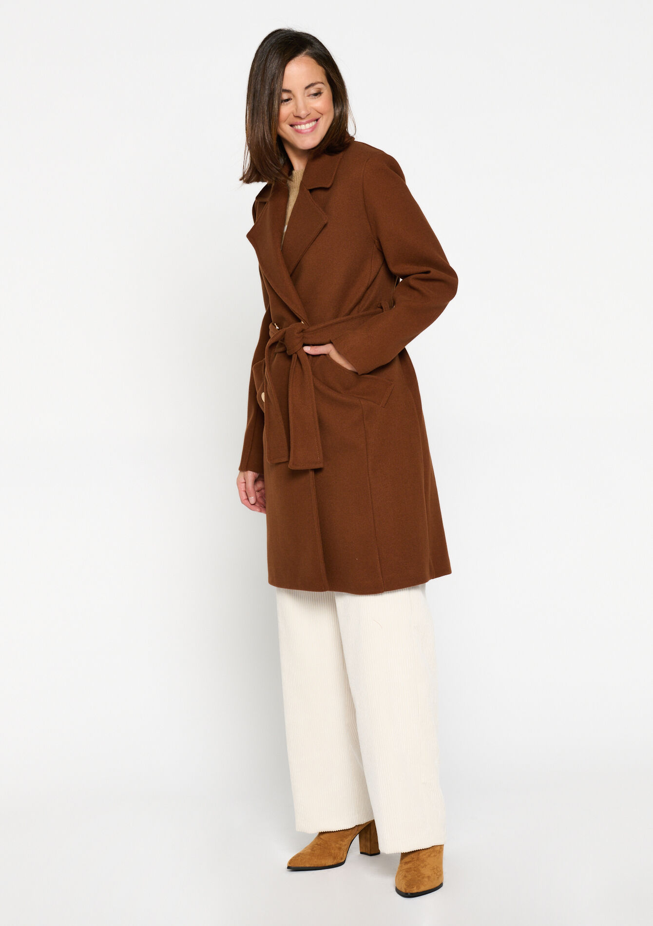 Veste mi-longue - CAMEL BROWN - 23000637_3818
