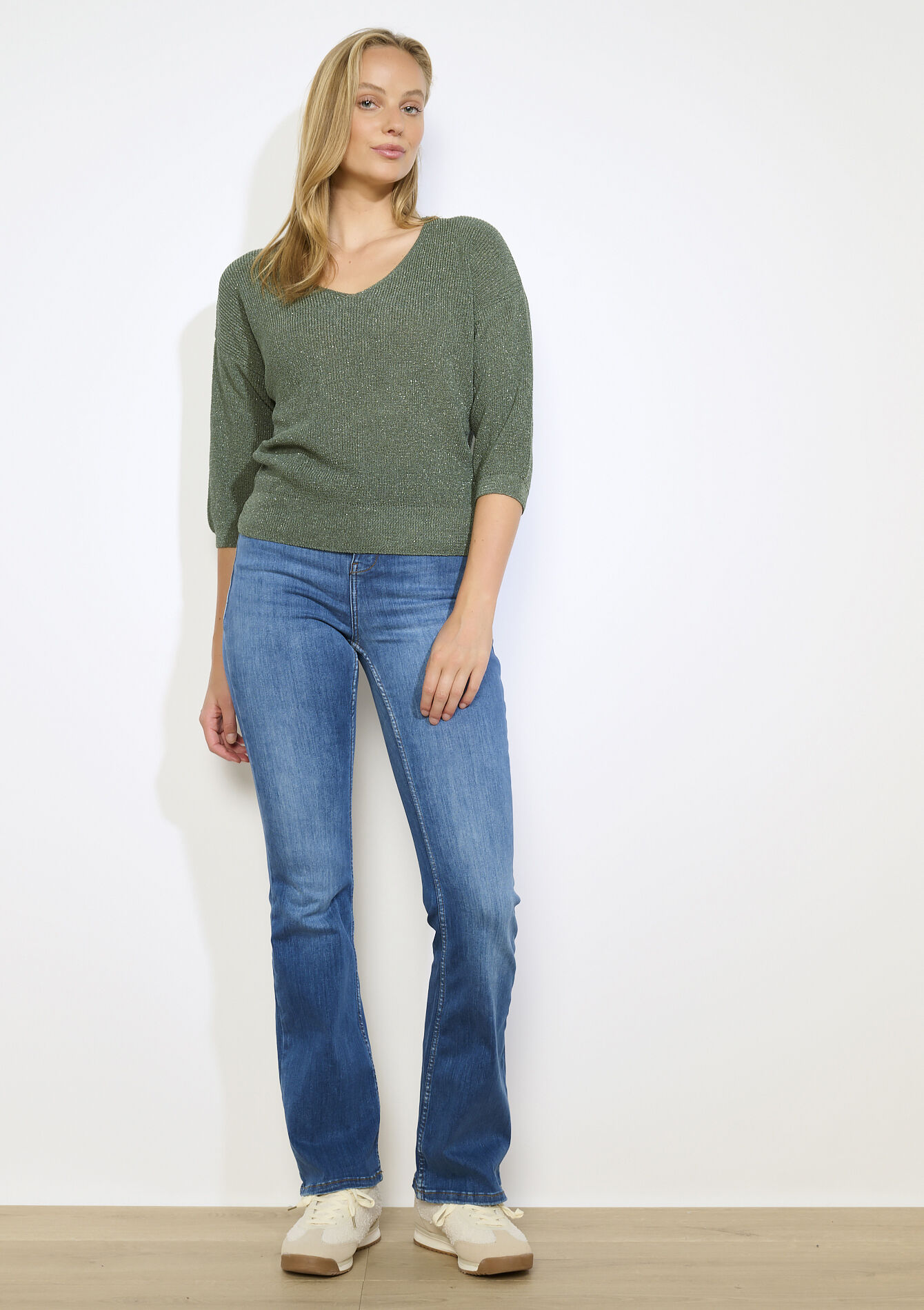 Fijne glittertrui, Fijne glittertrui - LIGHT KHAKI - 04007049_4405