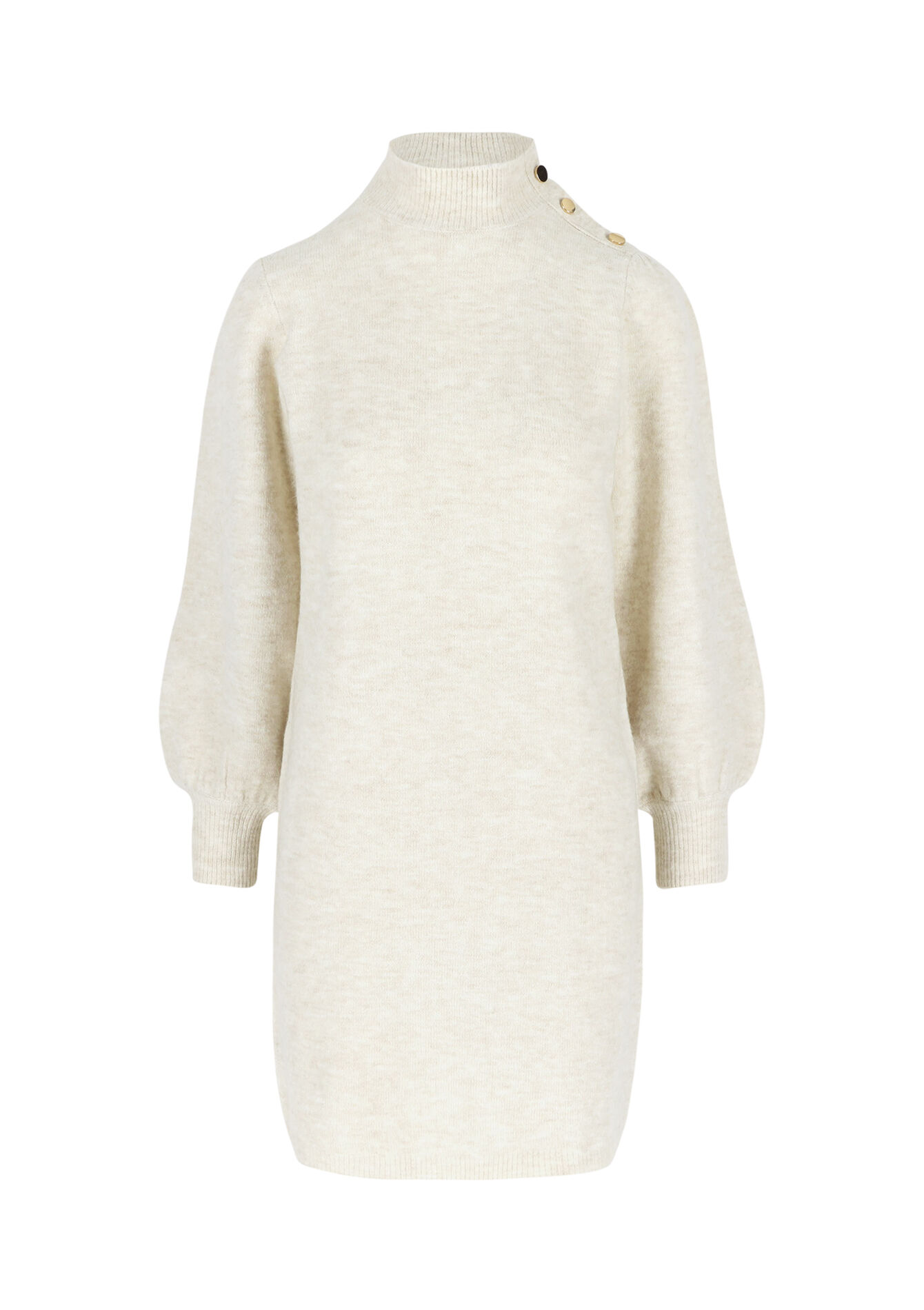 Trui-jurk met knopen, Trui-jurk met knopen - BEIGE CHINE - 08103518_4025