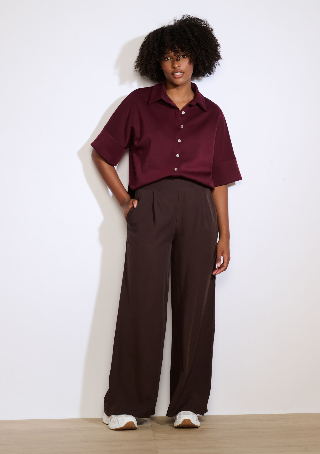 Pantalon large fluide, Pantalon large fluide - BROWN DARK CHOCOLATE - 06601038_3720