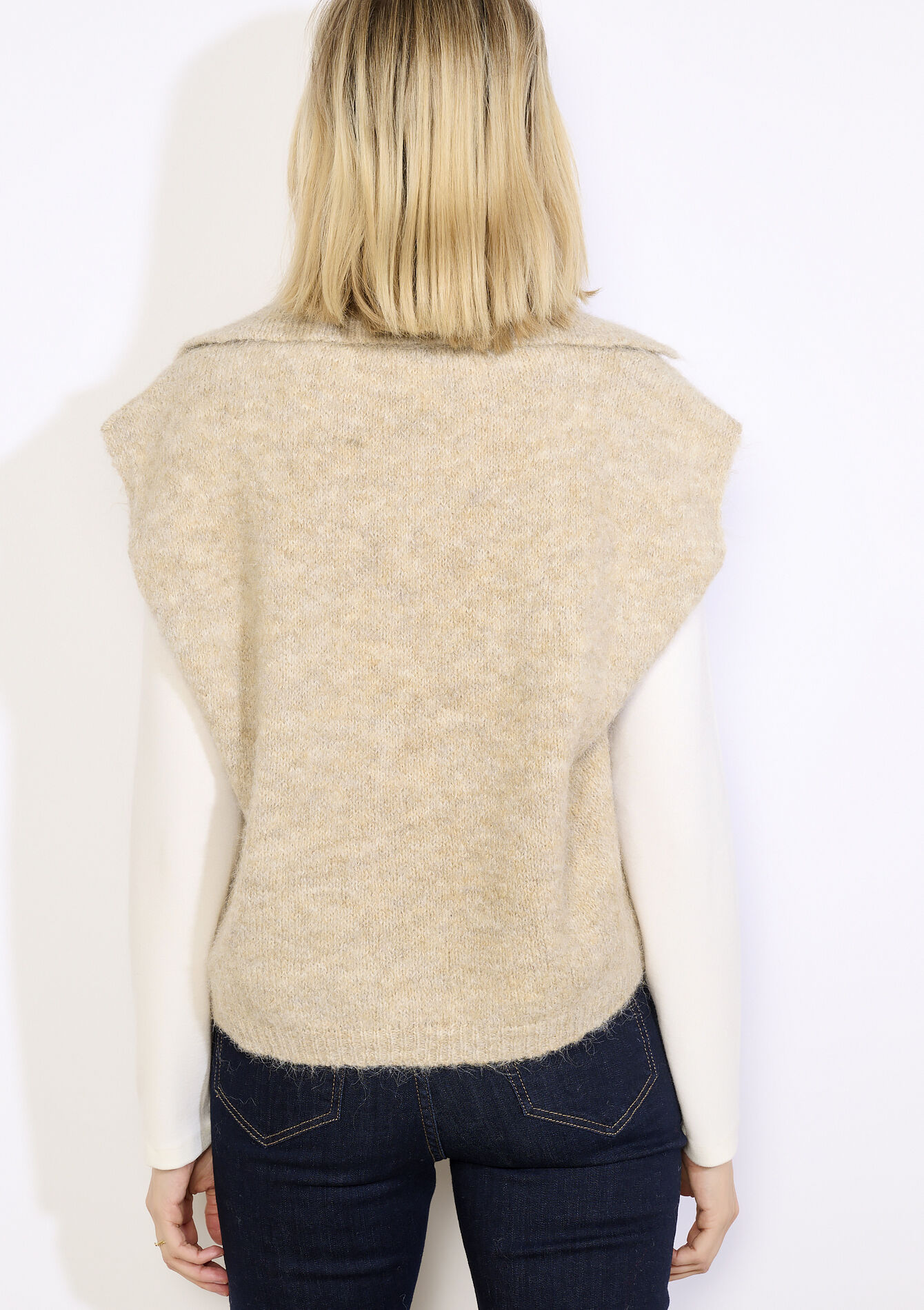 Débardeur col polo sans manches, Débardeur col polo sans manches - BEIGE CHINE - 04007099_4025