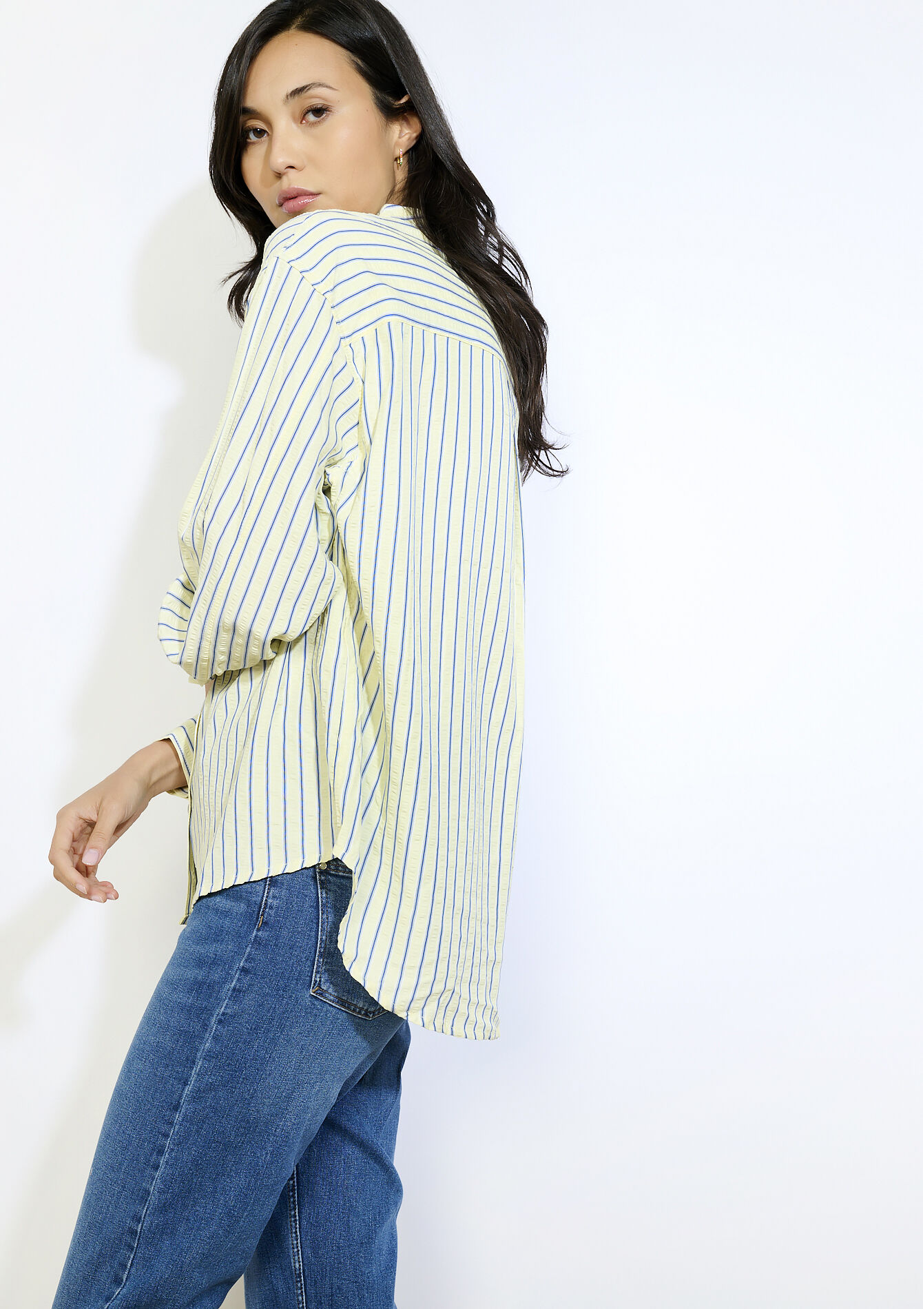 Losvallend gestreept hemd, Losvallend gestreept hemd - YELLOW PASTEL - 05702875_5004