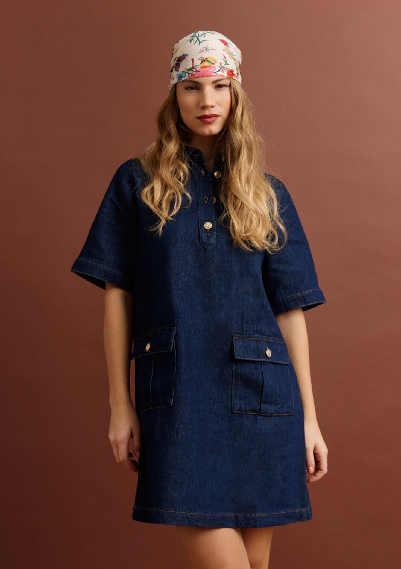 Korte overhemdjurk van denim, Korte overhemdjurk van denim, , back