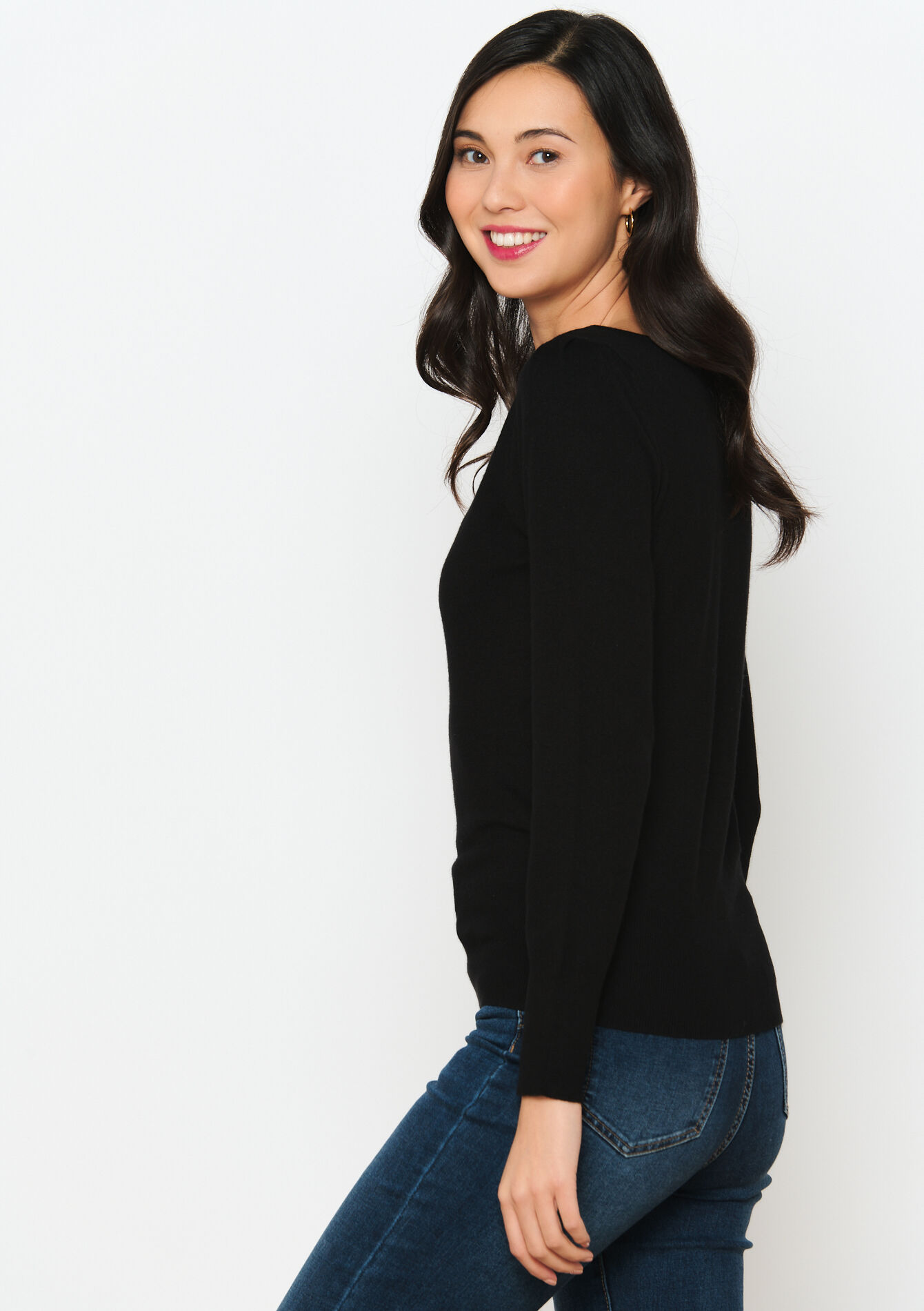 Basic trui met boatneck - BLACK - 04006288_1119