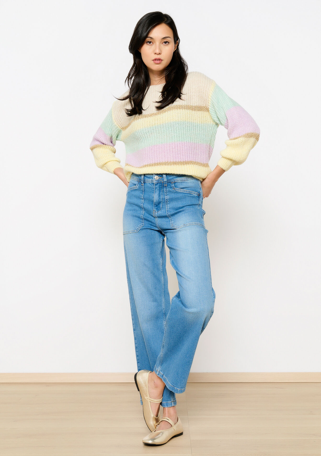 Sweater with colorblock, Sweater with colorblock - BEIGE CHINE - 04006896_4025