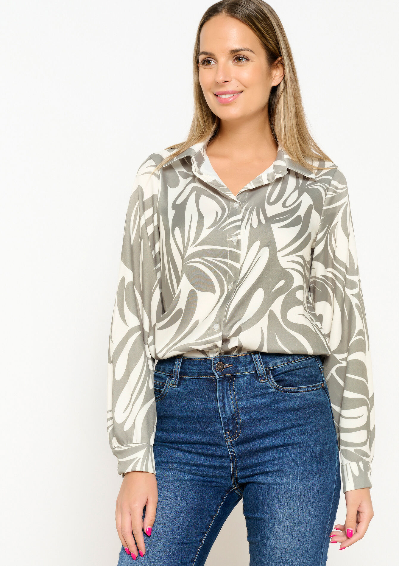 Shirt with abstract print - KHAKI FADED - 05702416_4326