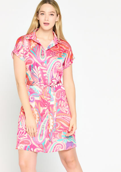 Shirt dress with paisley print - FUCHSIA - 08103244_5626