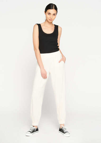 Jogging trousers with pockets - VANILLA WHITE  - 15100200_1013