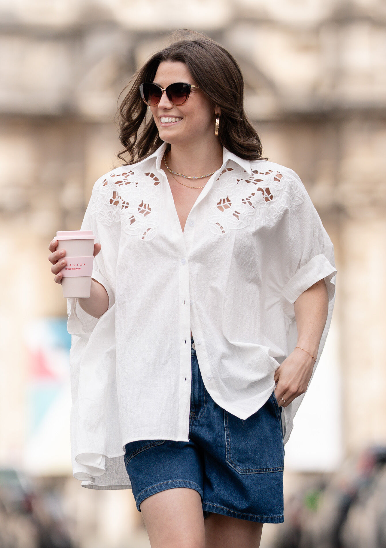 Chemise ajourée oversize - OPTICAL WHITE - 05702817_1019