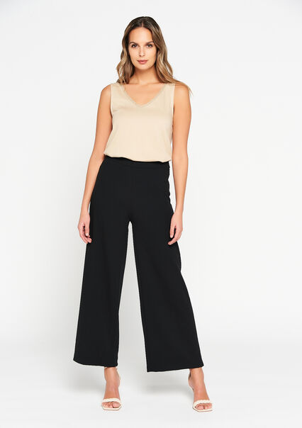 Wide-leg trousers with elastic - BLACK - 06600569_1119