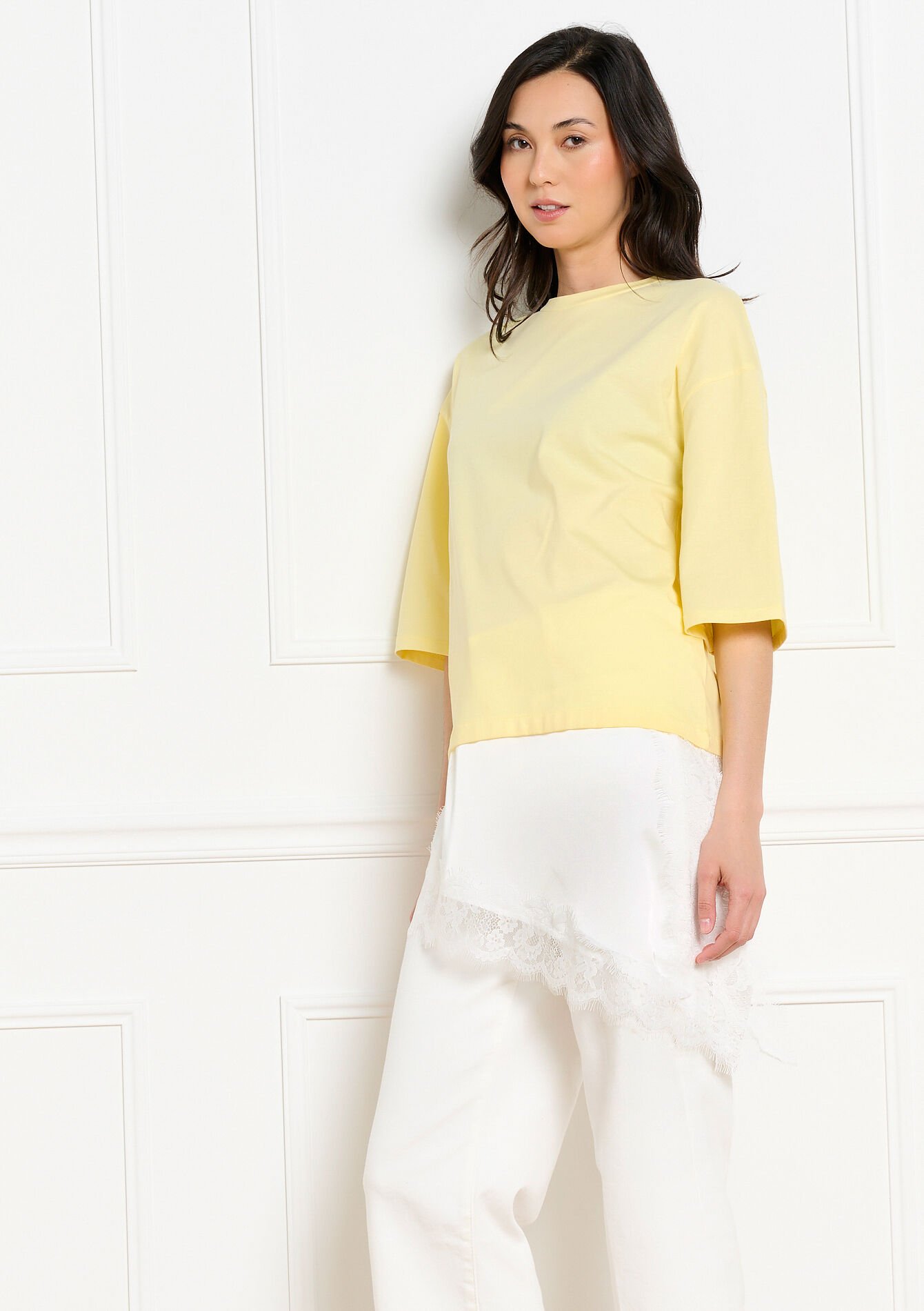 T-shirt asymétrique, T-shirt asymétrique - YELLOW PASTEL - 02302036_5004