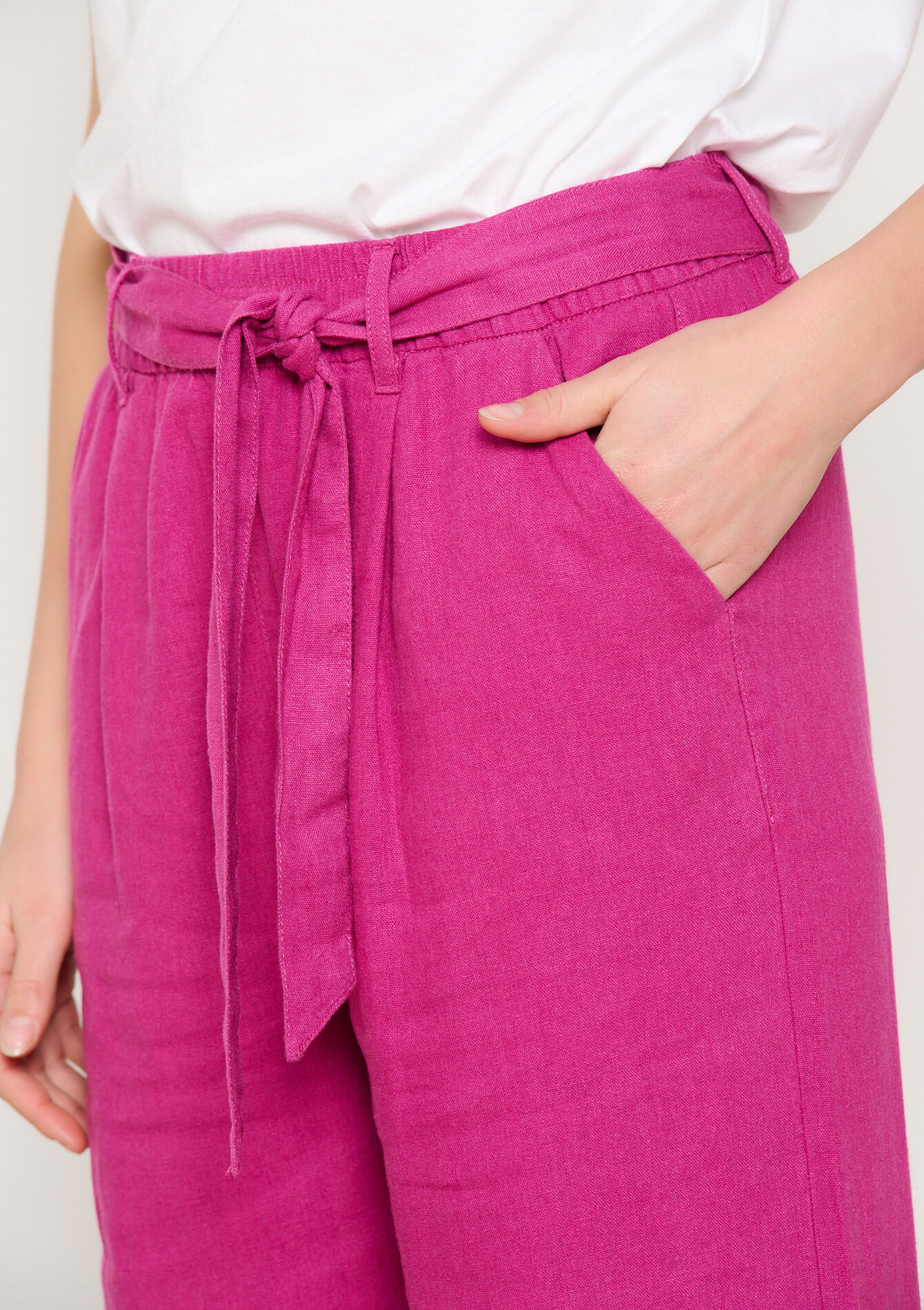 Linen pants with belt, Linen pants with belt - VIOLINE - 06600921_2576