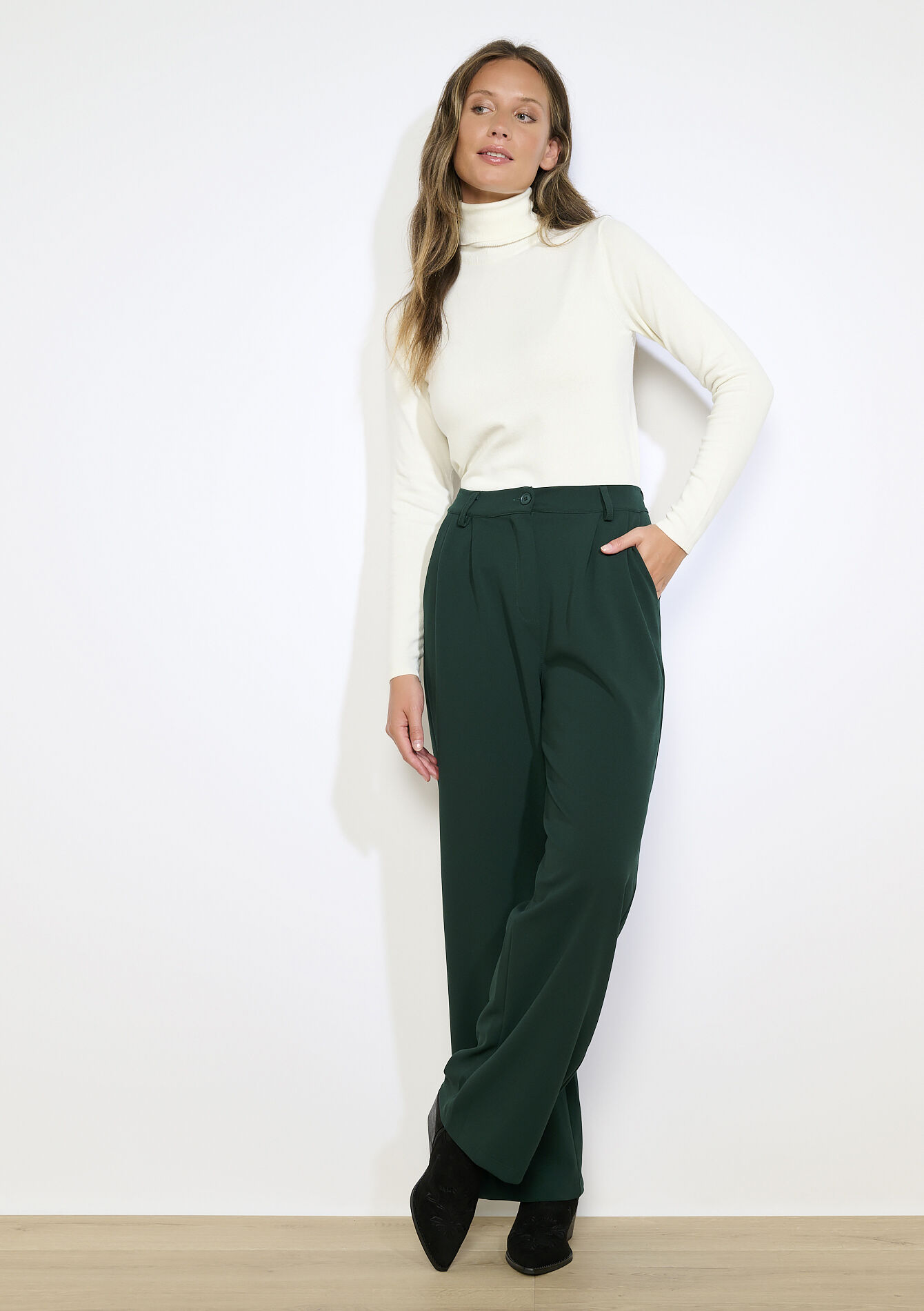 Tailored twill broek - BOTTLE GREEN - 06100744_1778