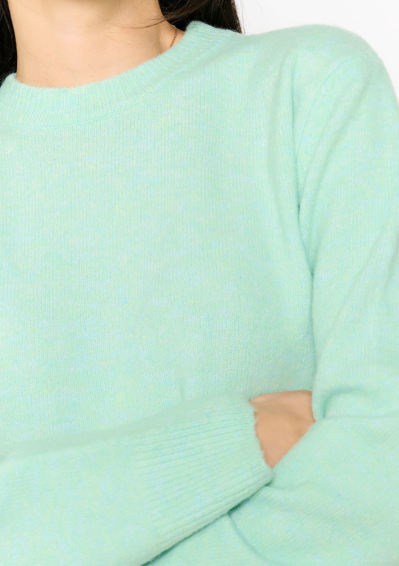 Basic short neck sweater, Basic short neck sweater - MINT GREEN - 04006821_1723