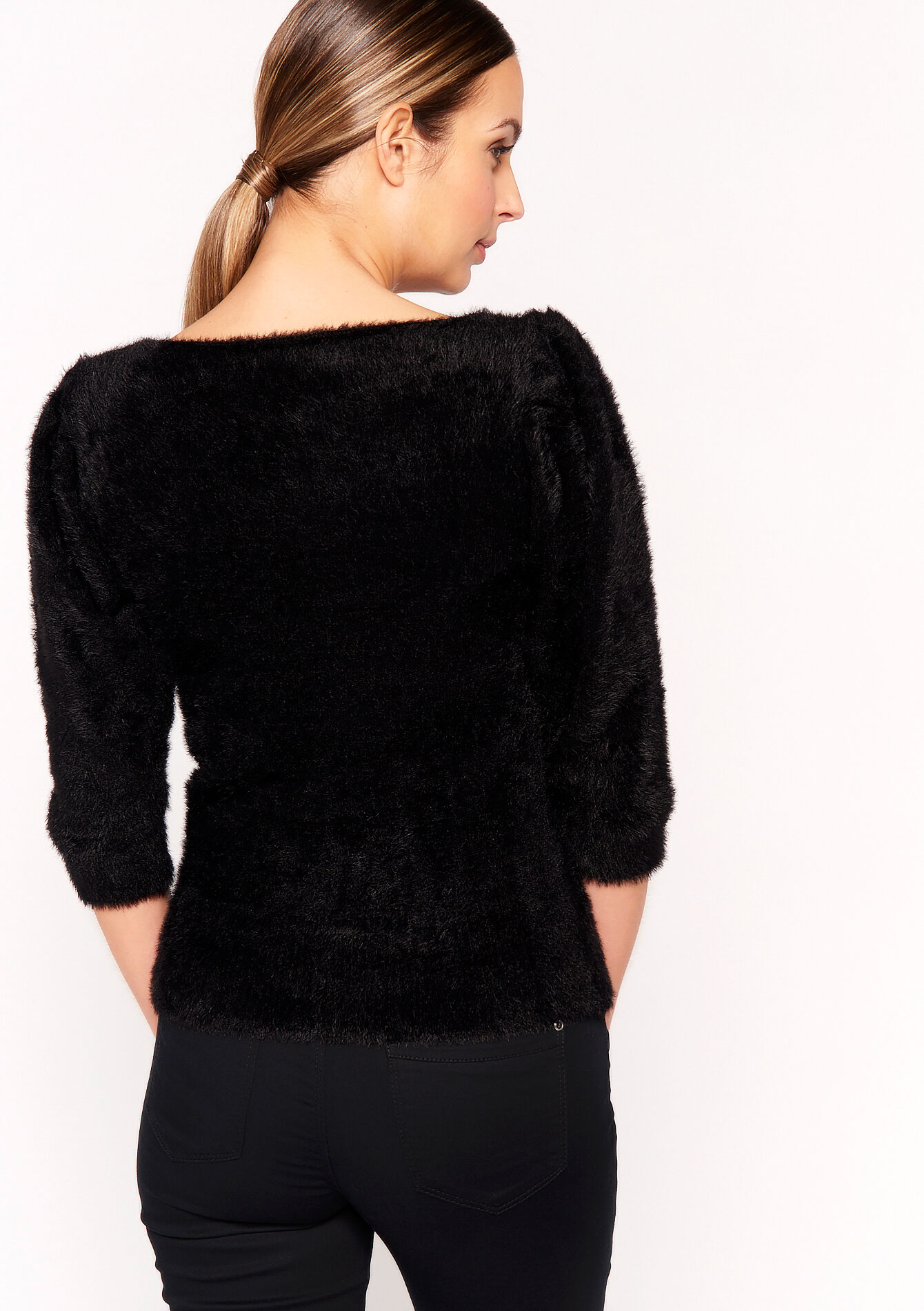 Pullover with puffed sleeves, Pullover with puffed sleeves - BLACK - 04006118