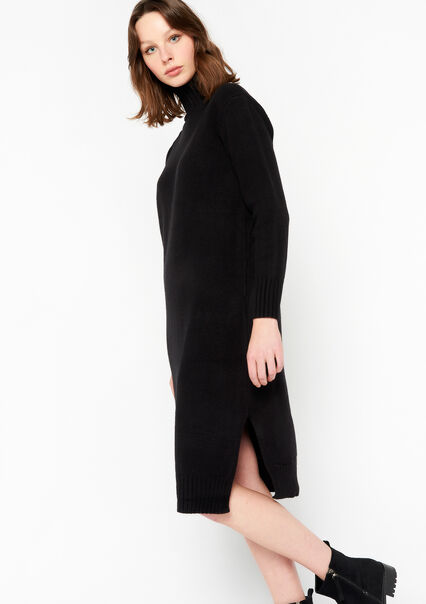 Pullover dress with roll neck - BLACK - 1070415