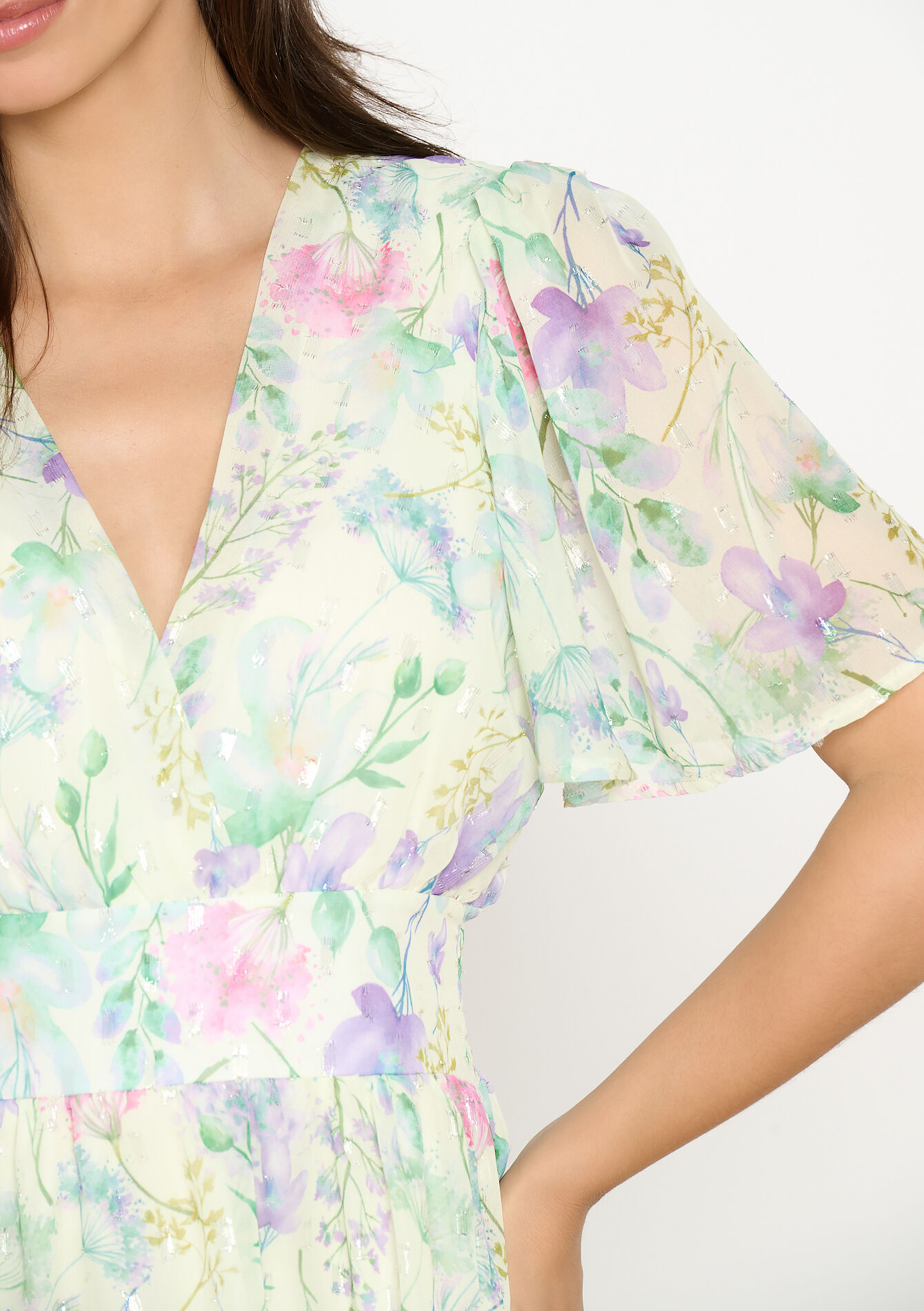 Floral print long dress - YELLOW PASTEL - 08104171