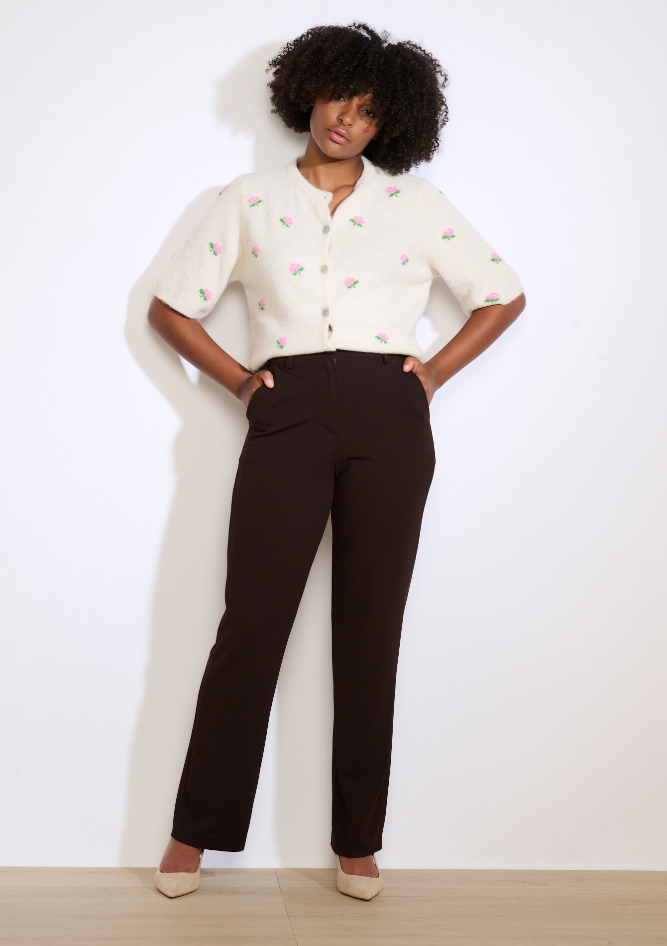 Pantalon droit élégant, Pantalon droit élégant - BROWN DARK CHOCOLATE - 06100735_3720