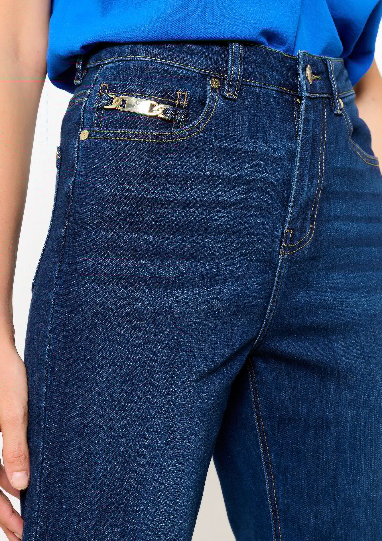 Rechte jeans met hoge taille, Rechte jeans met hoge taille - DARK BLUE - 22000537_0501