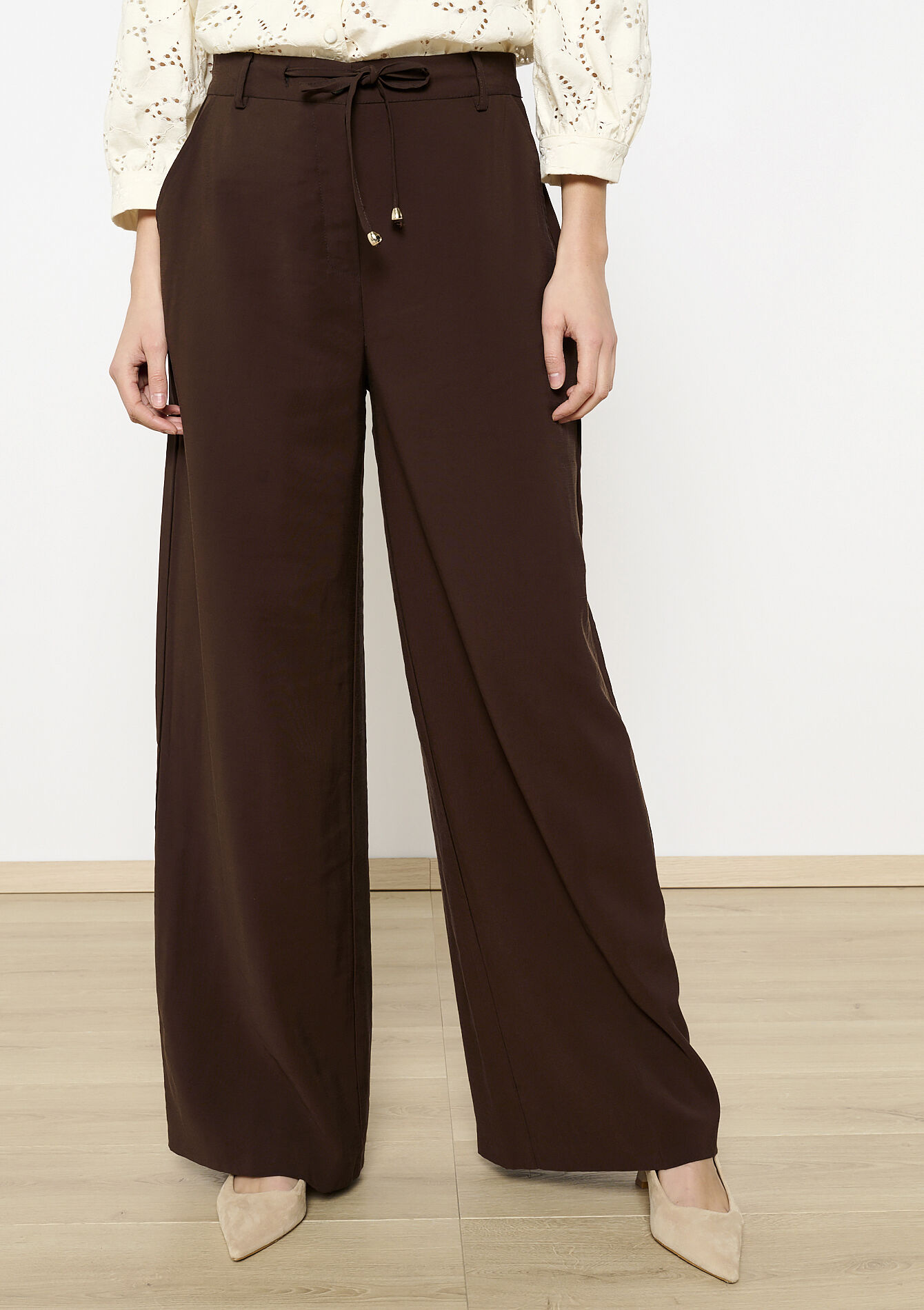 Palazzo broek - BROWN DARK CHOCOLATE - 06600962_3720