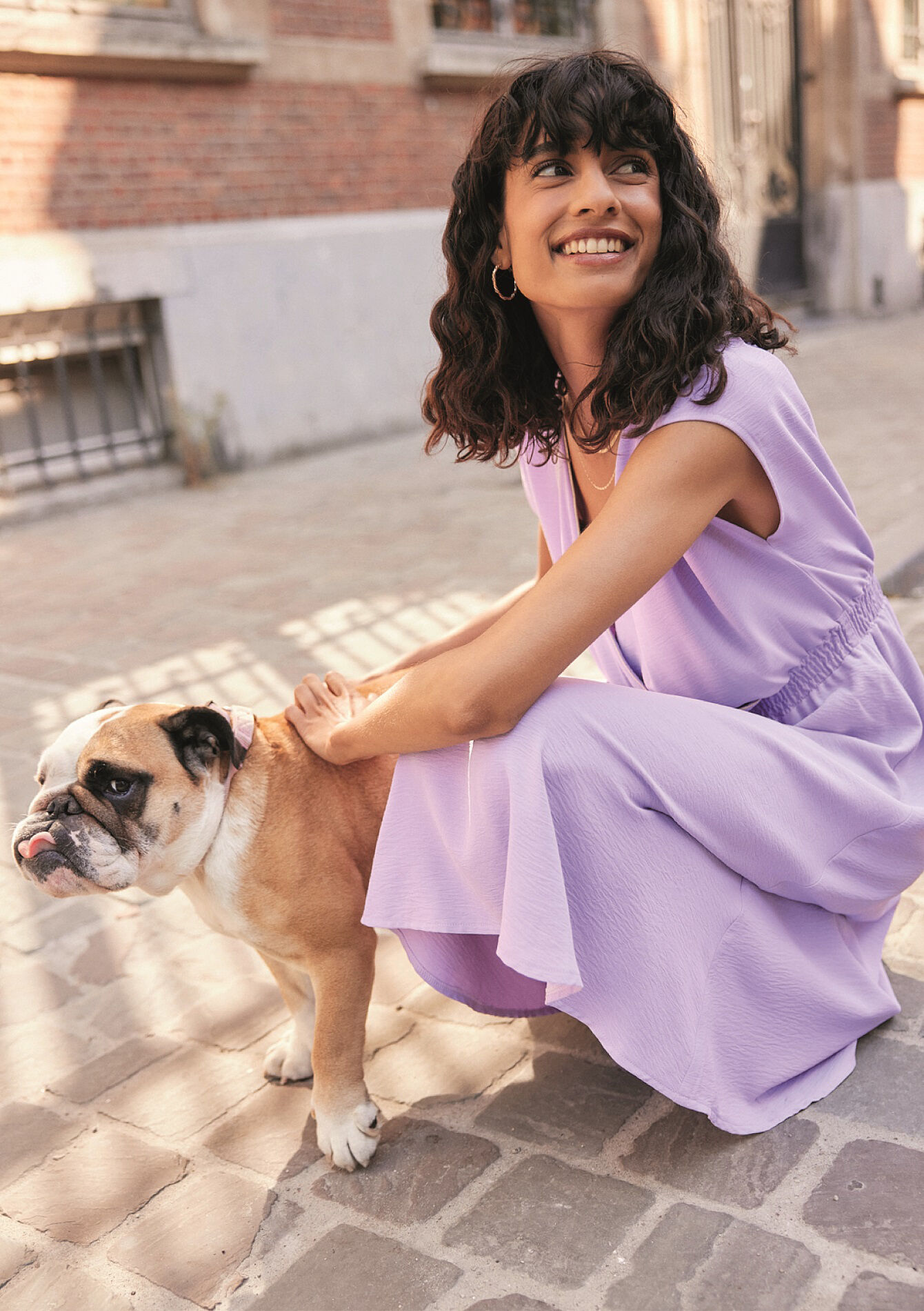 Robe cache-coeur unie, Robe cache-coeur unie - LILAC BRIGHT - 08602143_2578