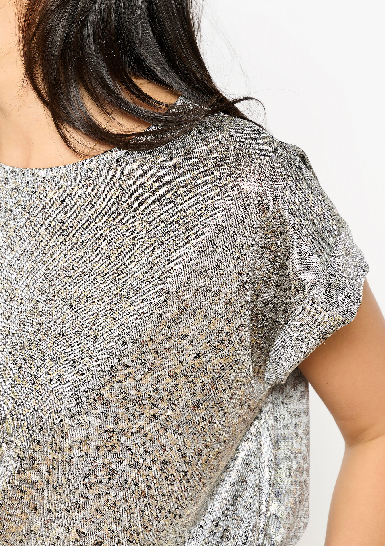 T-shirt with leopard print - GREY MED MEL - 02301717