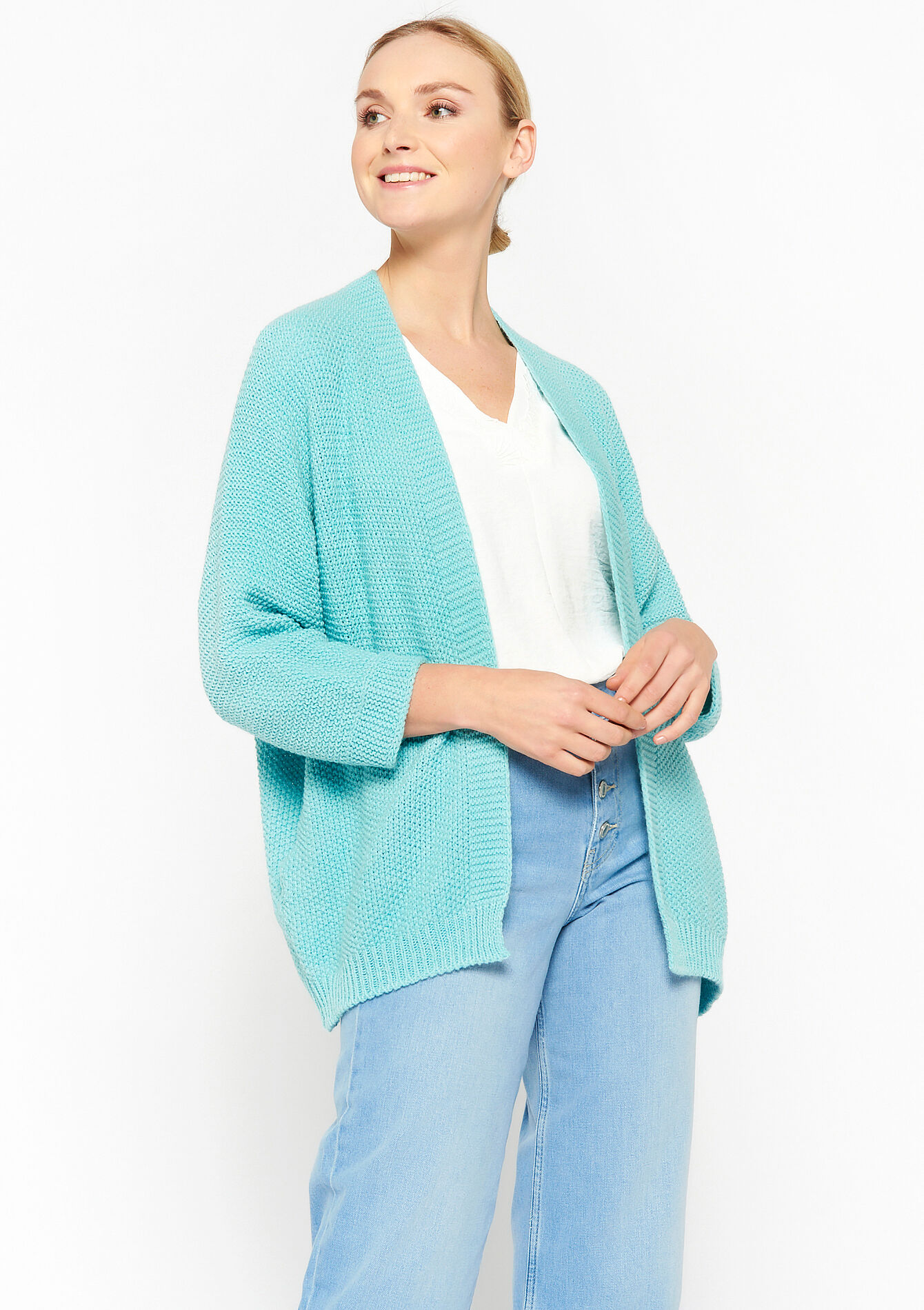 Open cardigan - TURQUOISE - 04101032_1759