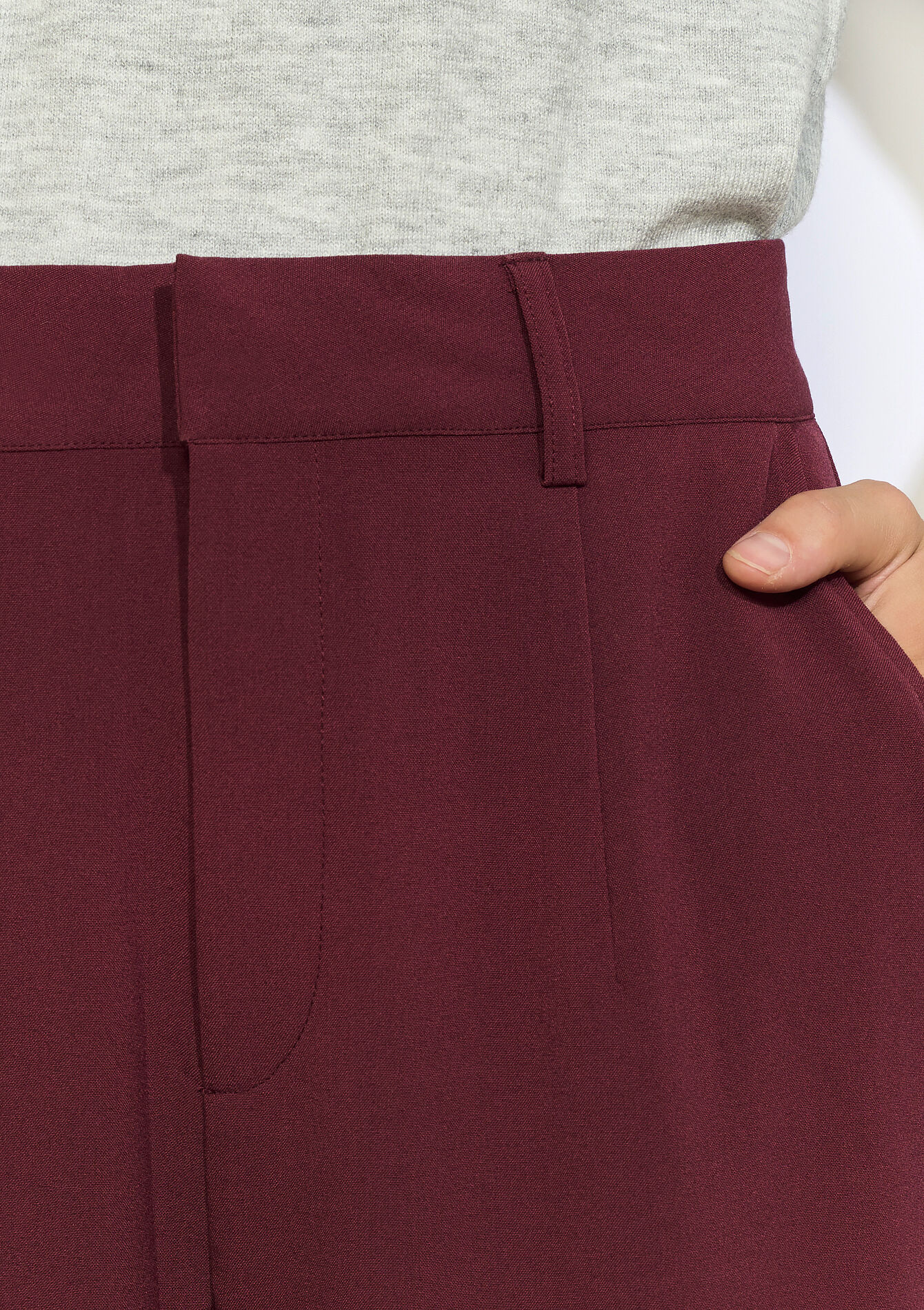 Pantalon fluide taille haute, Pantalon fluide taille haute - BORDEAU WINE - 06100705_1467