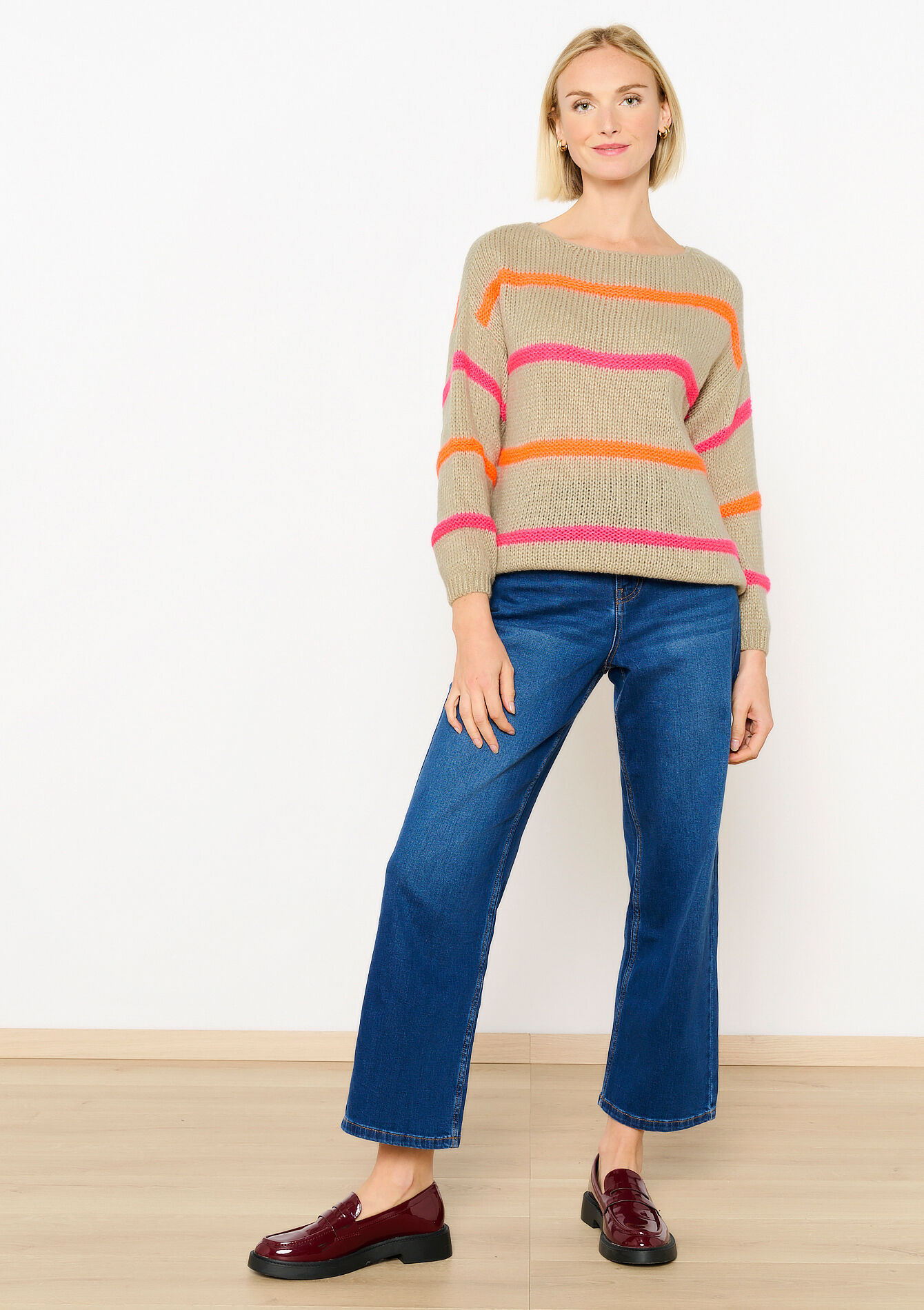 Trui met gekleurde strepen, Trui met gekleurde strepen - LIGHT TAUPE - 04006753_2572