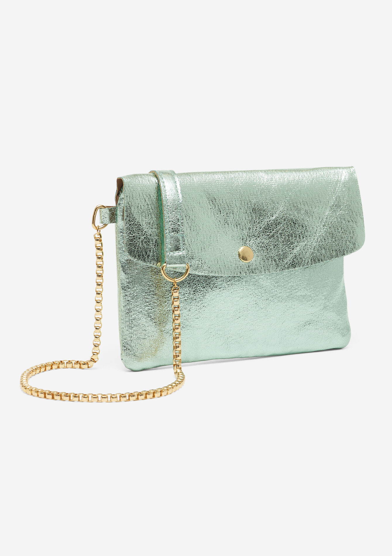 Metallic bag with chain, Metallic bag with chain - MINT GREEN - 1067743