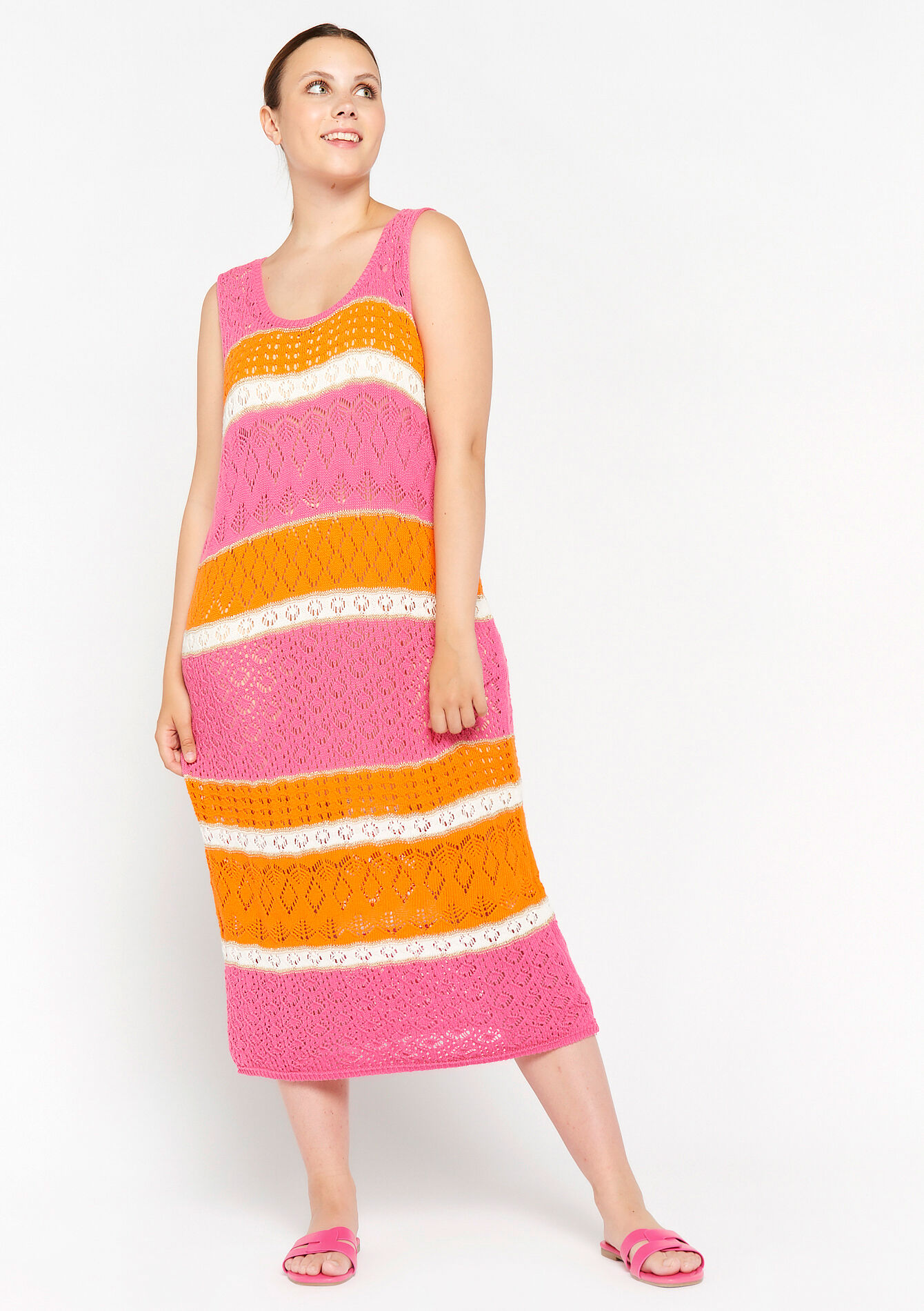 Gestreepte jurk, Gestreepte jurk - FUCHSIA - 08103283_5626