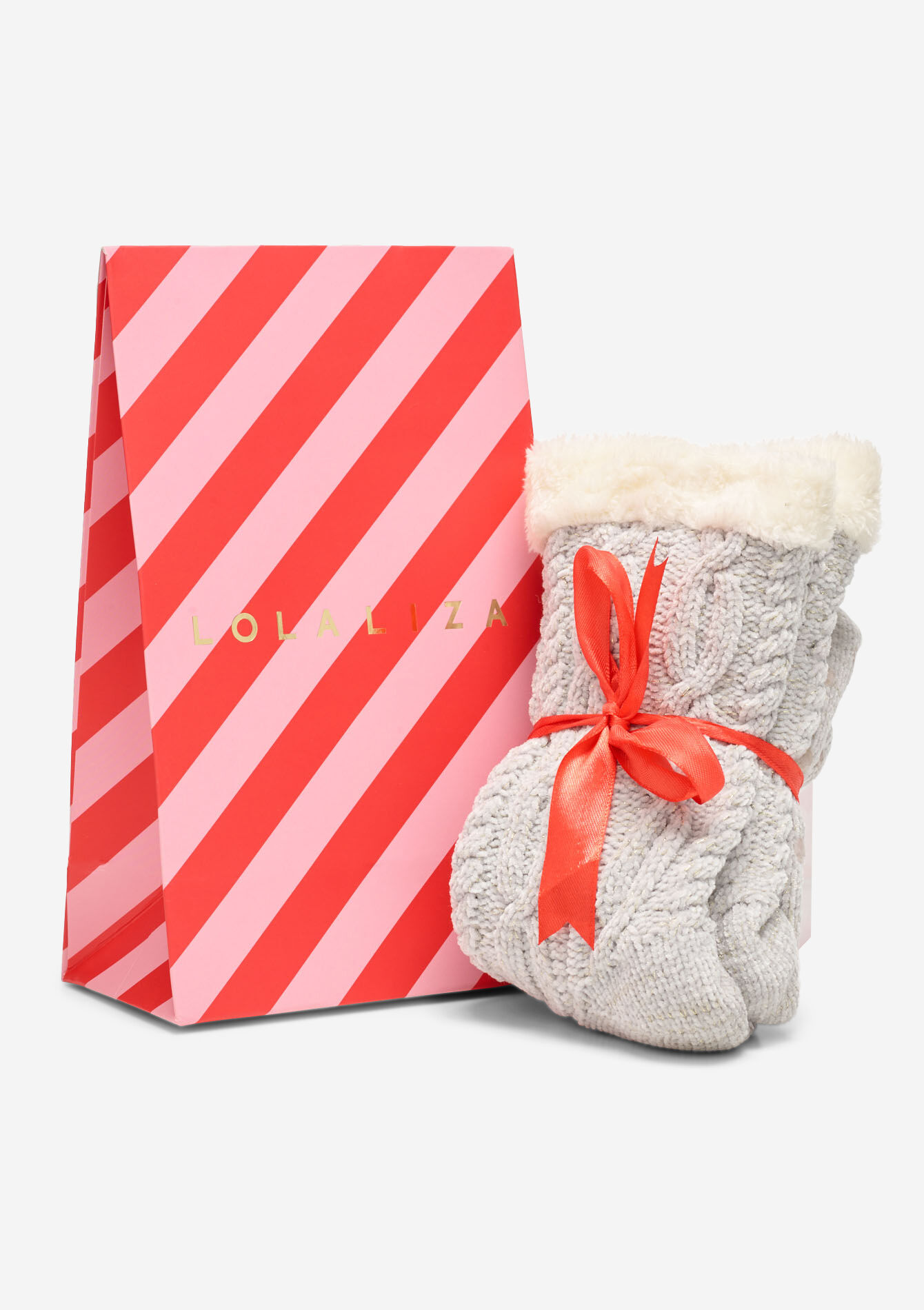 Gebreide pantoffels met lurex - LT GREY - 17101526_2574