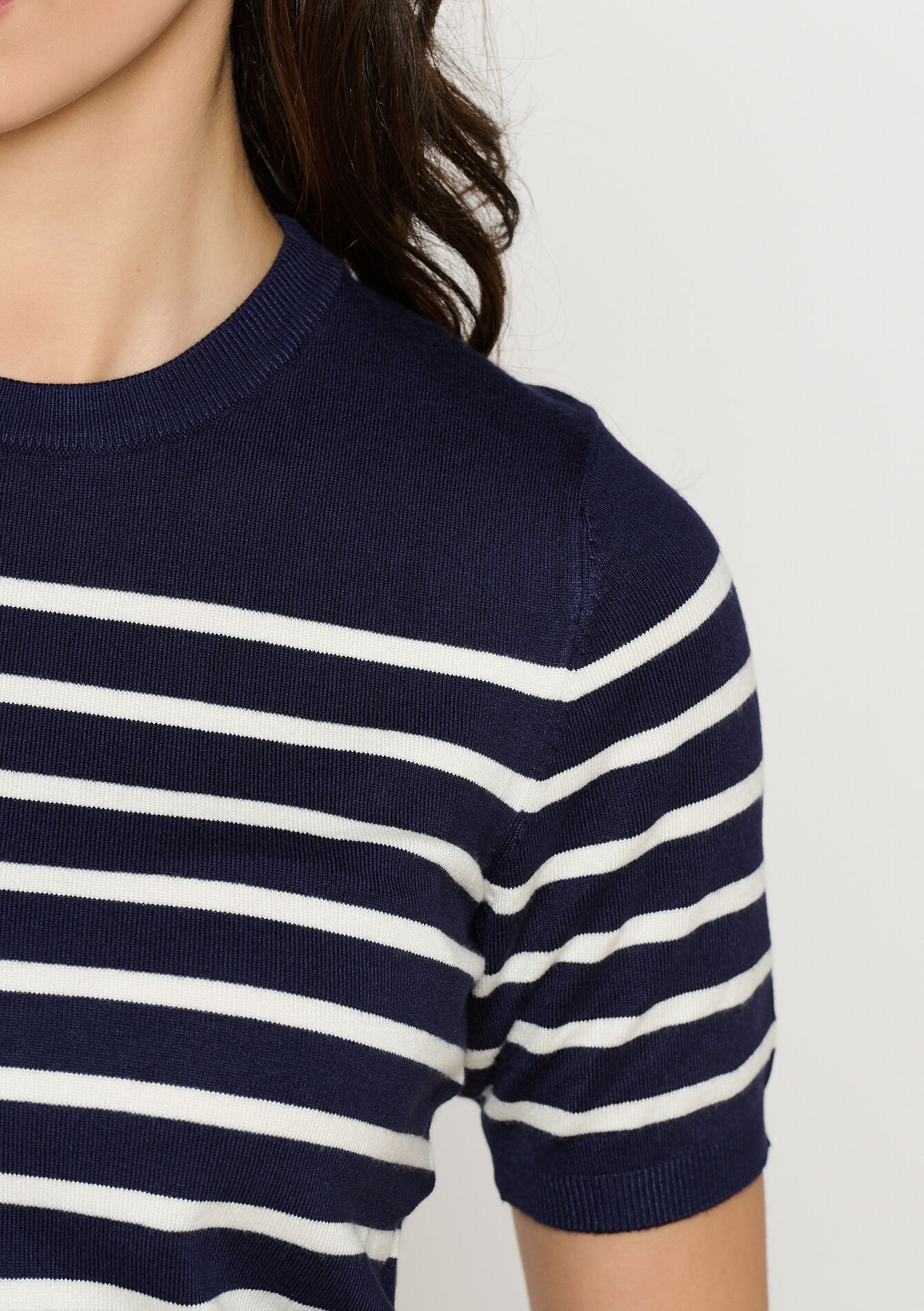 Striped sweater with short sleeves, Striped sweater with short sleeves - NAVY BASIC - 04006654_2723