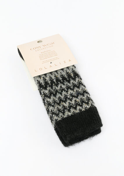 Jacquard sokken met wol en lurex - BLACK - 17101055_1119