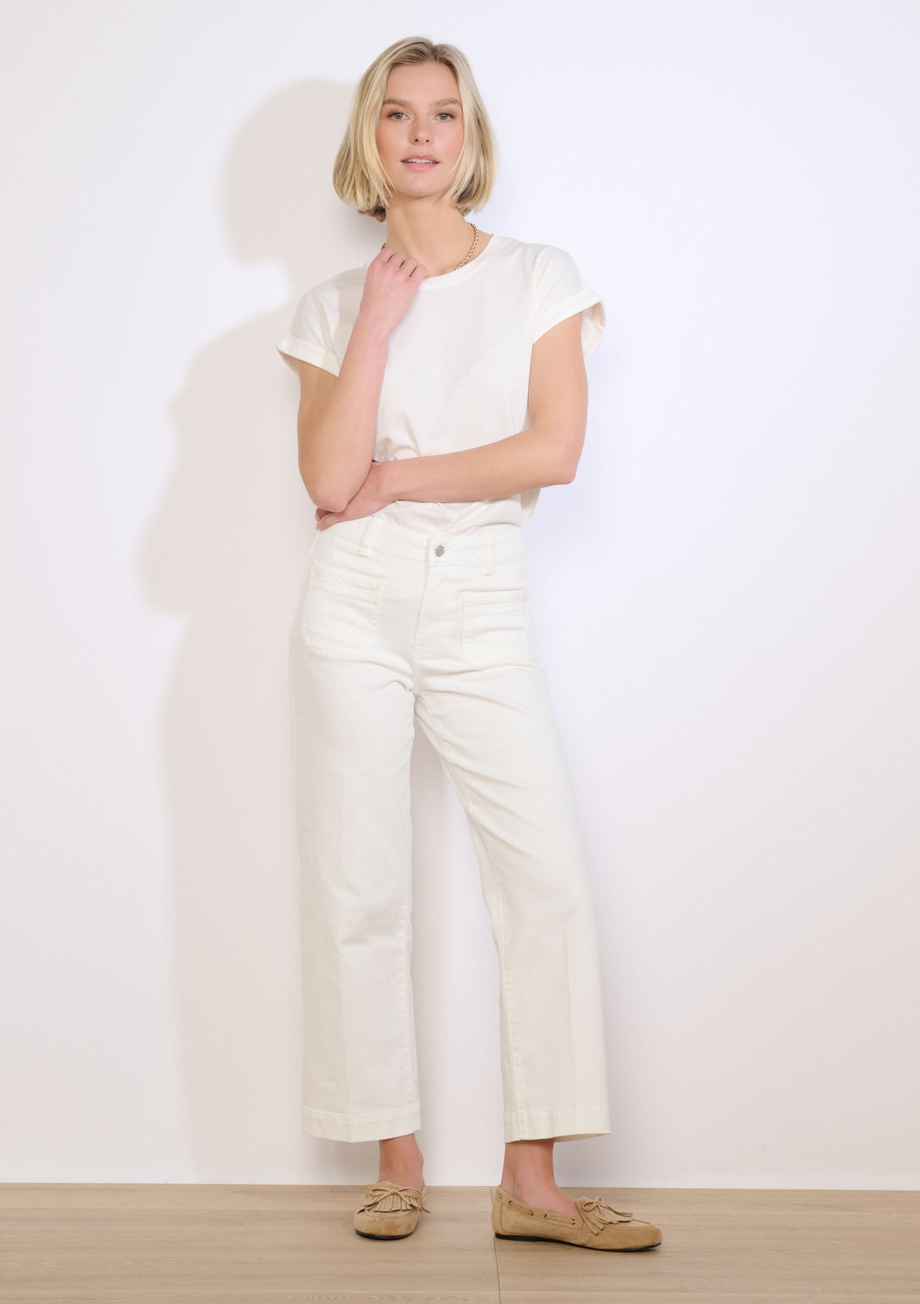 Wijde 7/8 broek met zakken - OPTICAL WHITE - 06004666_1019
