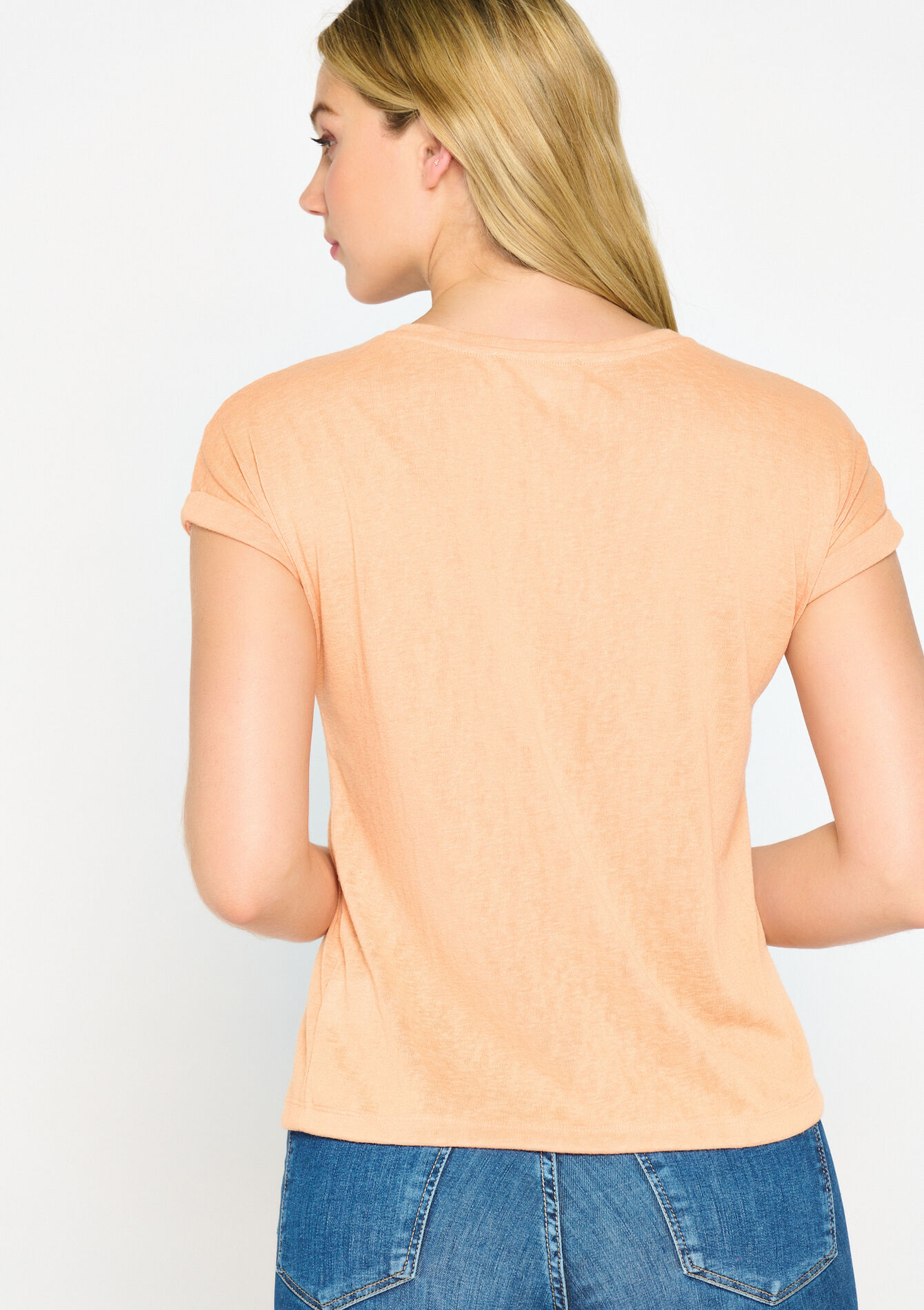 T-shirt with inscription, T-shirt with inscription - PASTEL PEACH - 02301328_1974