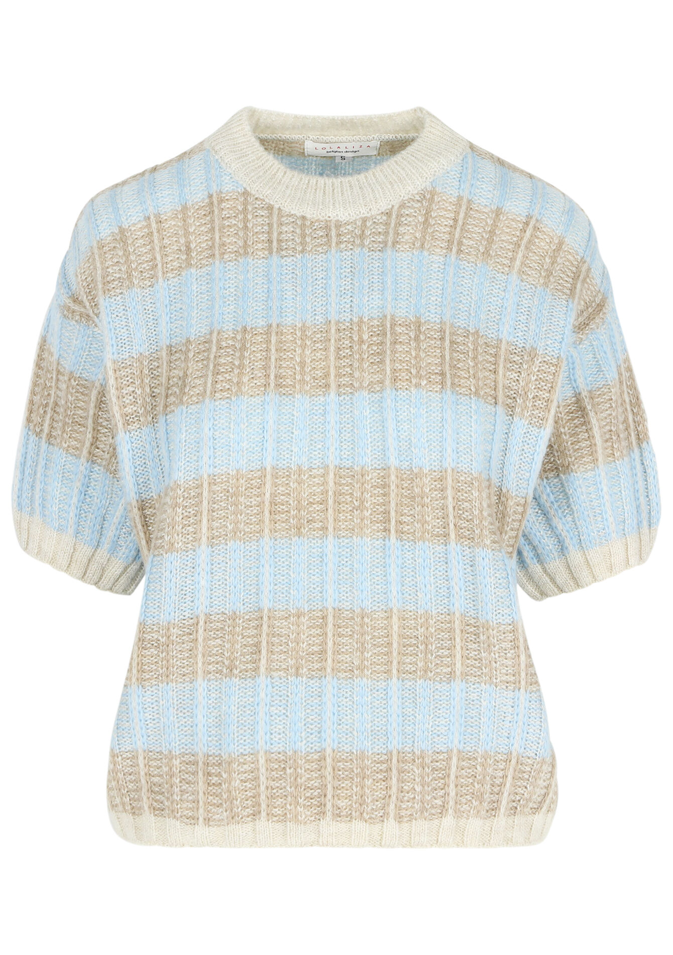 Ribbed pullover with short sleeves, Ribbed pullover with short sleeves - BLUE PASTEL - 04006465_3003