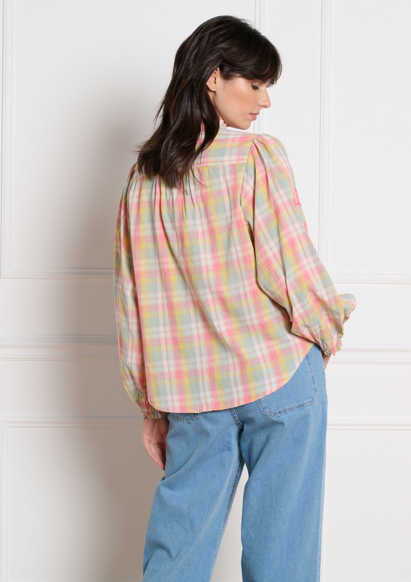 Luchtige blouse met ruitjes, Luchtige blouse met ruitjes - KHAKI MINT - 05703034_2542