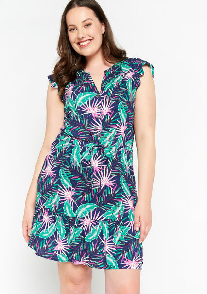 Dress with tropical print - NAVY BASIC - 08103087_2723
